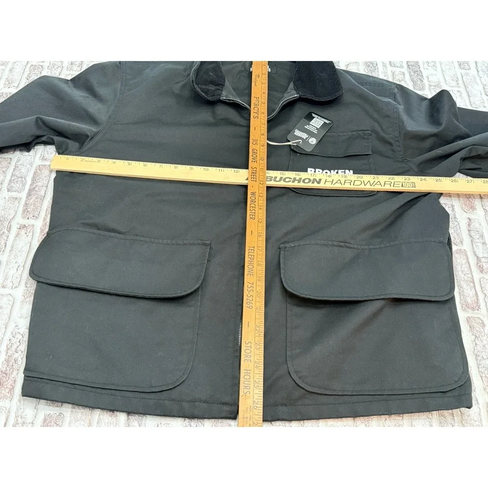Broken Promises Mens Black Rabid Printed Work Jacket XL Chore Canvas NWT Skate‎